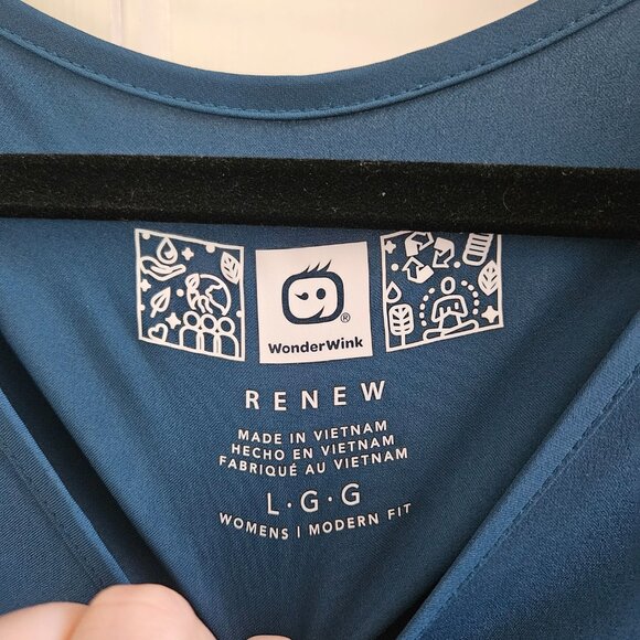 WonderWink Women's Nurse Scrub Top Shirt Caribbean Blue - Size L - Picture 4 of 4